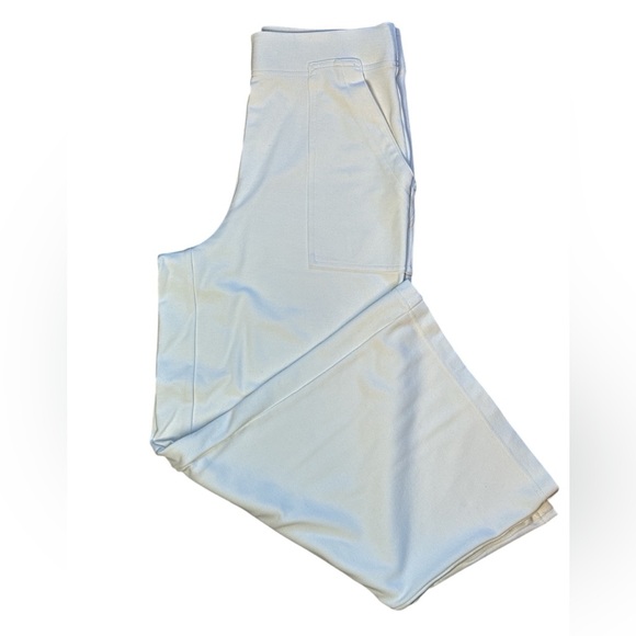 Max Studio London high rise Wide-Leg Cream stretch knit culottes pockets - Picture 3 of 8